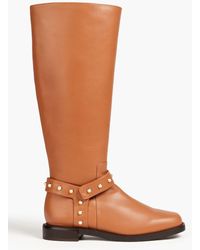 Stuart Weitzman - Faux Pearl-embellished Leather Knee Boots - Lyst