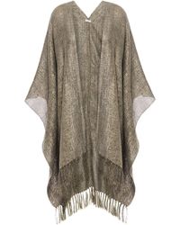 Brunello Cucinelli Fringed Metallic Gauze Wrap Dark Green