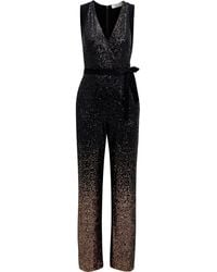 Diane von Furstenberg Eryn Crepe-paneled Dégradé Sequined Stretch-mesh Jumpsuit - Black
