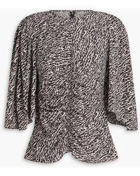 Isabel Marant - Geza Ruched Printed Stretch-silk Top - Lyst