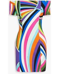 PUCCI - Off-the-shoulder Printed Stretch-ponte Mini Dress - Lyst