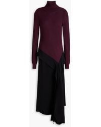 Victoria Beckham - Draped Crepe And Wool Turtleneck Maxi Dress - Lyst