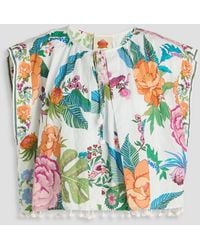 FARM Rio - Cropped Floral-Print Cotton Top - Lyst