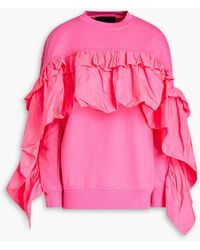 RED Valentino - Oversized Taffeta-paneled French Cotton-blend Terry Sweatshirt - Lyst