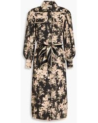 Zimmermann - Belted Floral-print Crepe De Chine Midi Shirt Dress - Lyst