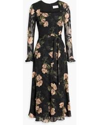 Mikael Aghal - Floral-Print Fil Coupé Chiffon Midi Dress - Lyst