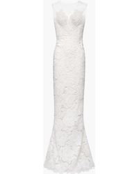 Catherine Deane Jolie Open-back Tulle-paneled Guipure Lace Gown - White