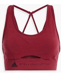 adidas By Stella McCartney - Cutout Logo-print Modal-blend Jersey Sports Bra - Lyst