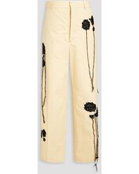 Nanushka - Faris Wide-leg Embroidered Cotton-poplin Pants - Lyst