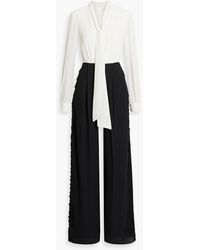 Mikael Aghal - Draped Two-tone Crepe Wide-leg Jumpsuit - Lyst