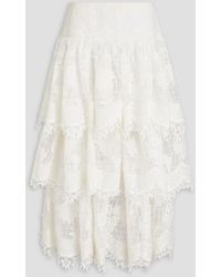 Zimmermann - Embellished Tiered Voile And Tulle Maxi Skirt - Lyst