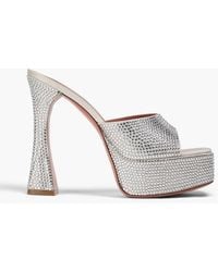 AMINA MUADDI - Dalida Crystal-Embellished Satin Platform Mules - Lyst