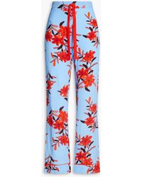 Diane von Furstenberg - Floral-print Crepe De Chine Straight-leg Pants - Lyst