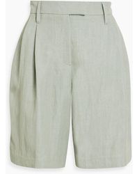 Brunello Cucinelli - Pleated Bead-embellished Twill Shorts - Lyst