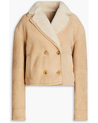 Sandro - Double-breasted Shearling Jacket - Lyst