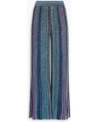 Missoni - Sequin-Embellished Striped Ribbed-Knit Wide-Leg Pants - Lyst
