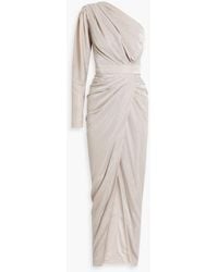 Rhea Costa - Drapierte robe aus jersey mit glitter-finish und asymmetrischer schulterpartie - Lyst