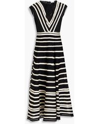 RED Valentino - Striped Tulle And Grosgrain Midi Dress - Lyst
