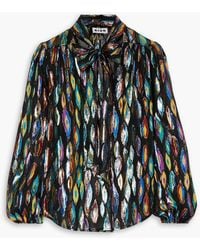 RIXO London - Moss Pussy-bow Metallic Fil Coupé Silk-blend Chiffon Blouse - Lyst