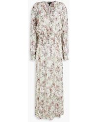 Rag & Bone - Calista Shirred Metallic Floral-print Chiffon Maxi Dress - Lyst