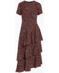 Mikael Aghal - Asymmetric Tiered Floral-print Crepe Midi Dress - Lyst