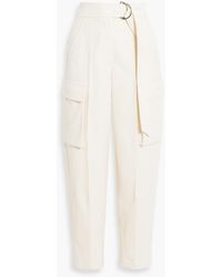 Brunello Cucinelli - Cropped Pleated Wool-twill Tapered Pants - Lyst