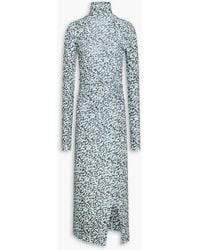 Nanushka - Cutout Leopard-print Jersey Turtleneck Midi Dress - Lyst