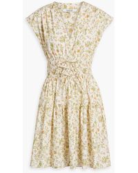 10 Crosby Derek Lam - Gathered Floral-print Cotton-poplin Mini Dress - Lyst