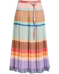 Zimmermann Striped Pleated Georgette Midi Skirt - Multicolor