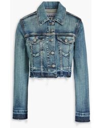 Ganni - Cropped Faded Denim Jacket - Lyst