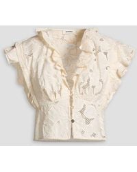 Sandro - Cropped Ruffled Guipure Lace Top - Lyst
