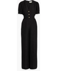 Saloni - Lea jumpsuit mit weitem bein und cut-outs aus seidenjacquard - Lyst