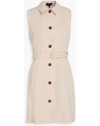Theory - Belted Linen-Blend Mini Shirt Dress - Lyst