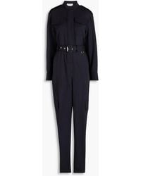 McQueen - Belted Grain De Poudre Wool Jumpsuit - Lyst