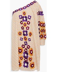 Antik Batik - Apoline One-shoulder Embroidered Printed Cotton-gauze Mini Dress - Lyst