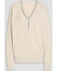 Brunello Cucinelli - Bead-Embellished Ribbed Cotton Sweater - Lyst