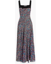 HVN - Viv Flared Floral-print Crepe Maxi Dress - Lyst