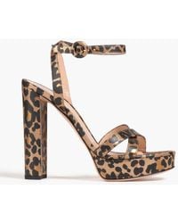 Gianvito Rossi - Poppy Leopard-print Metallic Leather Platform Sandals - Lyst