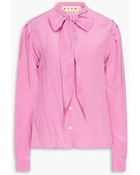 Marni - Pussy-bow Silk Crepe De Chine Blouse - Lyst