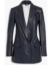Brunello Cucinelli - Double-breasted Bead-embellished Leather Blazer - Lyst