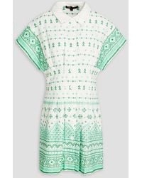Maje - Embroidered Ramie And Cotton-blend Gauze Mini Shirt Dress - Lyst