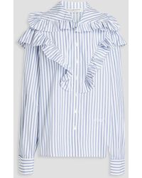 Philosophy Di Lorenzo Serafini - Ruffled Striped Cotton-poplin Shirt - Lyst