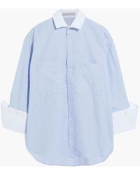 Palmer//Harding Oversized Cotton-jacquard Shirt - Blue