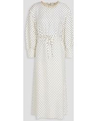 Sandro - Crystal-Embellished Polka-Dot Satin-Twill Midi Dress - Lyst