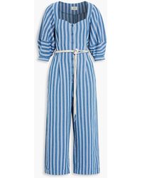 Joie - Shelburna Belted Striped Cotton Jumpsuit - Lyst