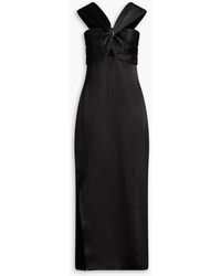 Sandro - Twisted Cutout Satin-Twill Maxi Dress - Lyst