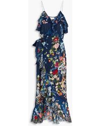 Camilla - Embellished Ruffled Floral-print Silk Crepe De Chine Maxi Dress - Lyst