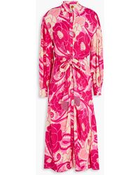 FARM Rio - Hemdkleid in midilänge aus glänzendem twill mit floralem print - Lyst