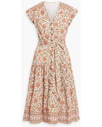 Veronica Beard - Lexington Floral-Print Cotton-Seersucker Midi Dress - Lyst