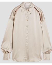 Brunello Cucinelli - Bead-embellished Silk-blend Satin Shirt - Lyst